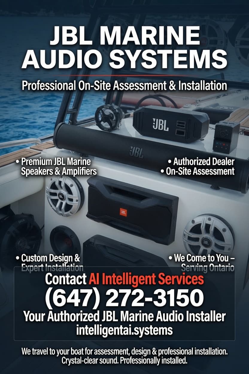 JBL Marine Audio Systems — professional on-site assessment and installation by AI Intelligent Services